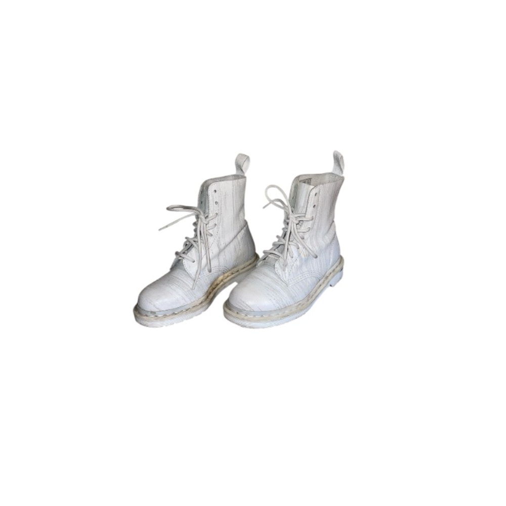 Dr. Martens “Pascal” Distressed White Leather Combat Boots - Women’s Size 5
